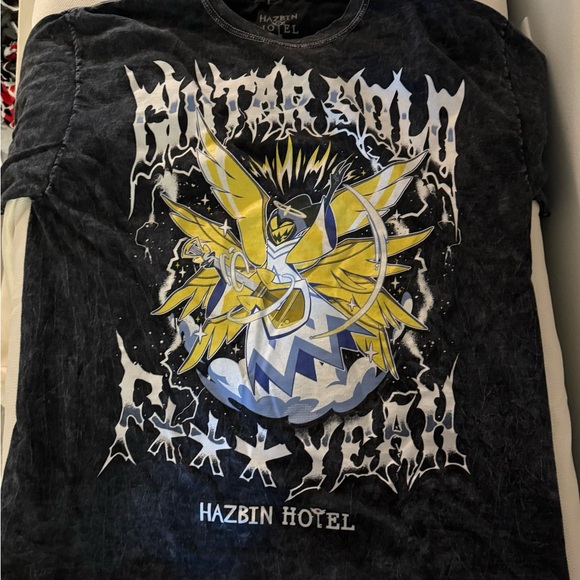Hazbin Hotel Adam Guitar Solo Tee Medium  Anime Shirt Stone Wash - Picture 1 of 2